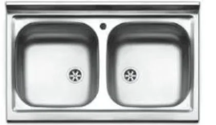 LAVELLO APPOGGIO ACCIAIO INOX 2 VASCHE CM 80