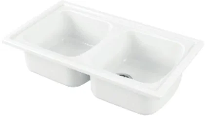 LAVELLO DA INCASSO IN CERAMICA 2 VASCHE GENIUS 86X50