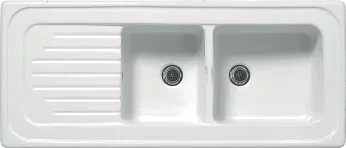 LAVELLO DA INCASSO IN CERAMICA MOD. C281 CON 2 VASCHETTE 116 x 50