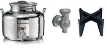 BIDONCINO IN ACCIAIO INOX SANSONE PER ALIMENTI C/RUBINETTO E PIEDI