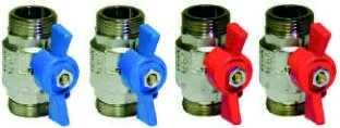 4 PZ KIT RUBINETTI VALVOLE A SFERA 2 LEVA ROSSA 2 LEVA BLU