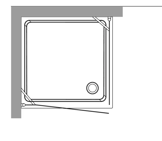 Retrò Cabina doccia DX con porta battente e fisso laterale per piatto doccia angolare 80x80 quadro