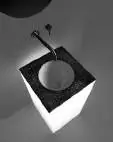 Lavabo sottopiano 1960 quadrato bianco lucido, con cornice in ceramica