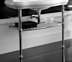 Retrò Struttura portalavabo 100 in ottone con gambe coniche e ripiano in griglia