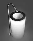 Lavabo sottopiano 1960 rotondo bianco lucido, con cornice in ceramica