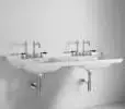 Waldorf Lavabo 150x55 doppia vasca sospeso monoforo (tre fori a richiesta)