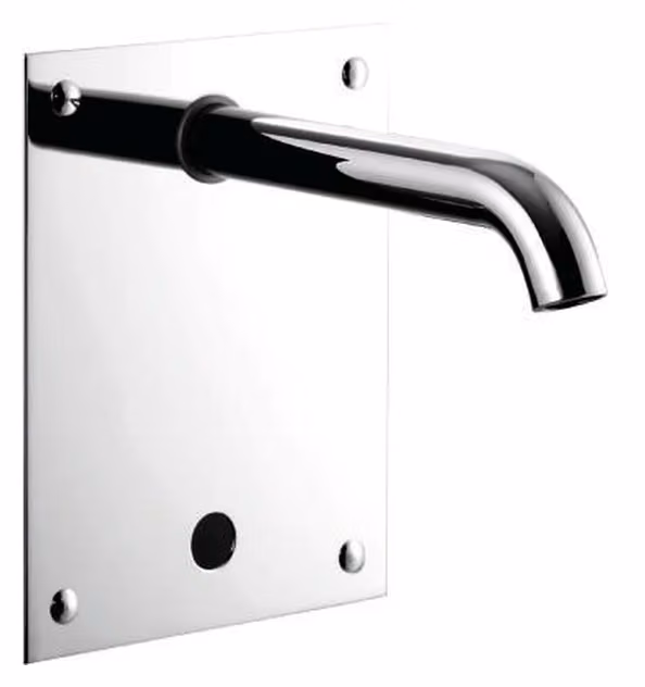 Rubinetto elettronico da incasso per lavabo con comando a fotocellula elettronica e sistema antivandalo, (1 entrata acqua fredda o miscelata), entrata laterale a 360 — 00E621