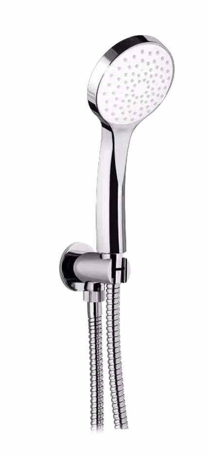 Supporto doccia fisso in ottone con erogazione, flessibile 1,5m e doccetta in abs Ø 95mm — 9910P2