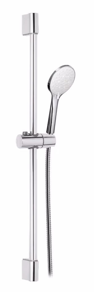 Asta per doccia in ottone, Ø 22mm, con supporto doccia orientabile in abs, flessibile doppia aggraffatura 1,5m e doccetta 5 getti in abs — 9920R7