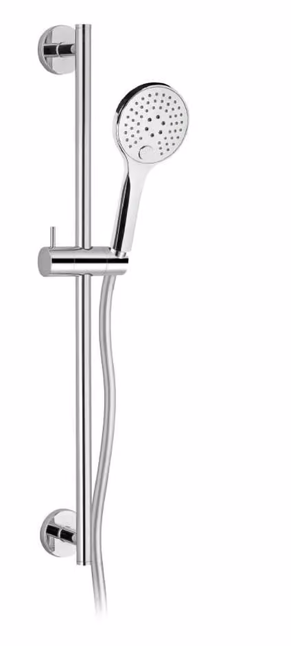 Asta per doccia in ottone, Ø 18mm, con supporto doccia orientabile in abs, flessibile doppia aggraffatura 1,5m e doccetta 3 getti in abs — 9920V4