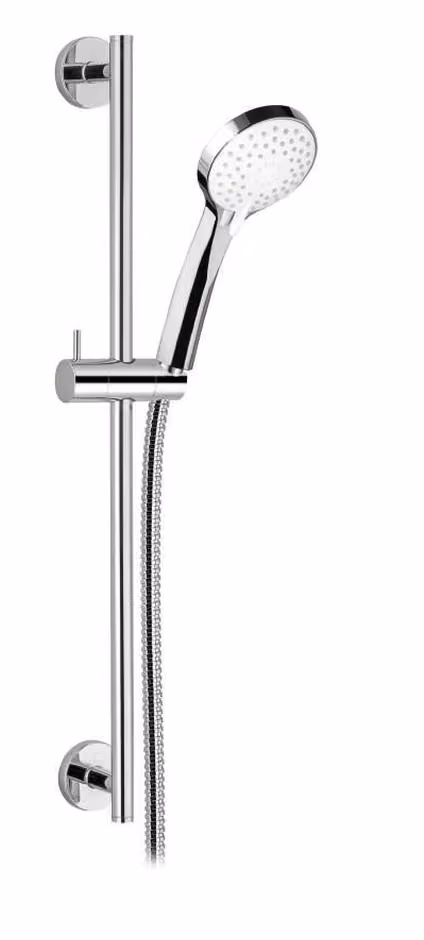 Asta per doccia in ottone, Ø 18mm, con supporto doccia orientabile in abs, flessibile doppia aggraffatura 1,5m e doccetta 3 getti in abs — 9920V5