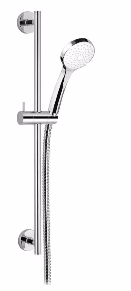 Asta per doccia in ottone, Ø 18mm, con supporto doccia orientabile in abs, flessibile doppia aggraffatura 1,5m e doccetta in abs — 9920V6